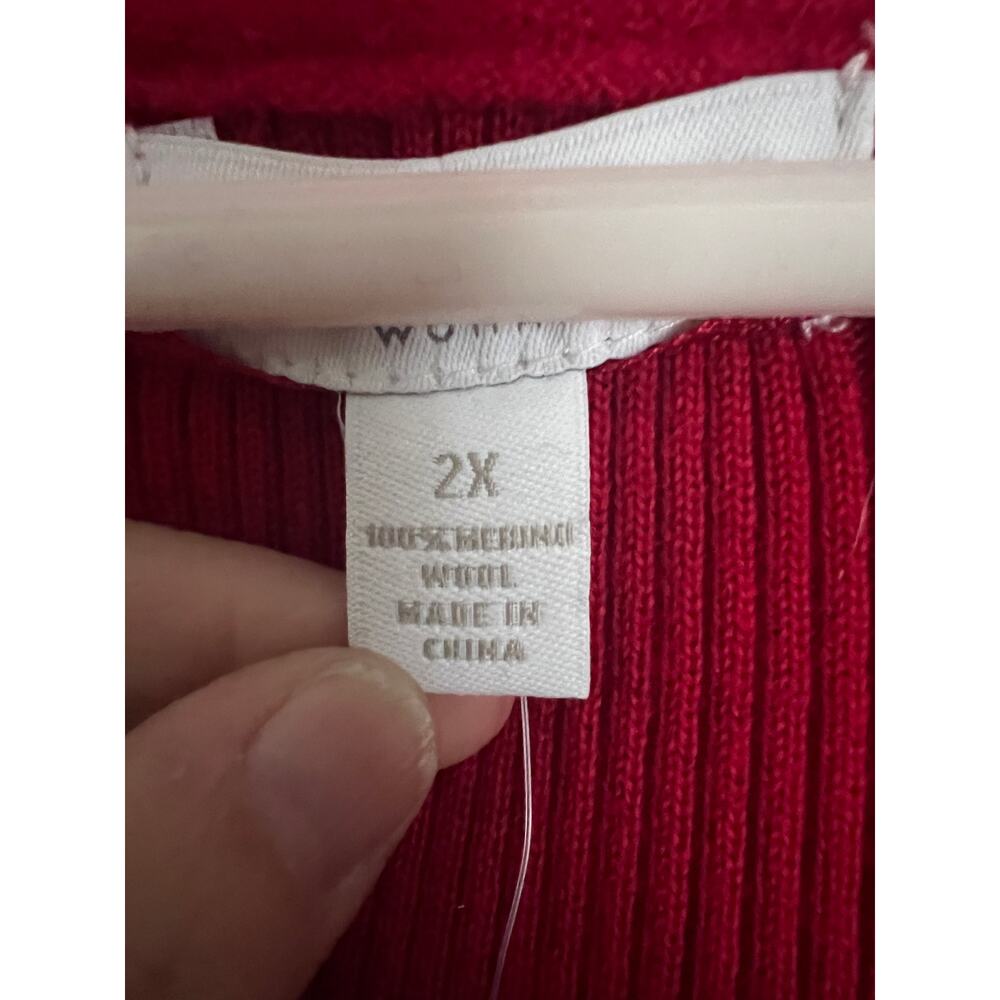 Charter Club Chalet Chic 2X Red Amore 100% Merino Wool Cardigan Sweater NWT - Picture 12 of 14